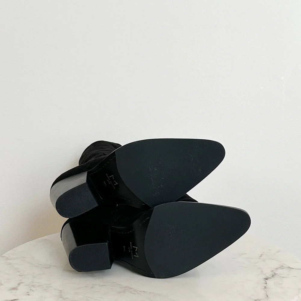 NEW Marc Fisher LTD Gwyneth Over the Knee Tall Faux Suede Heel Boots Black 8.5
